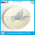 White Pottery Ring Handmade Decorative Ceramic Plate